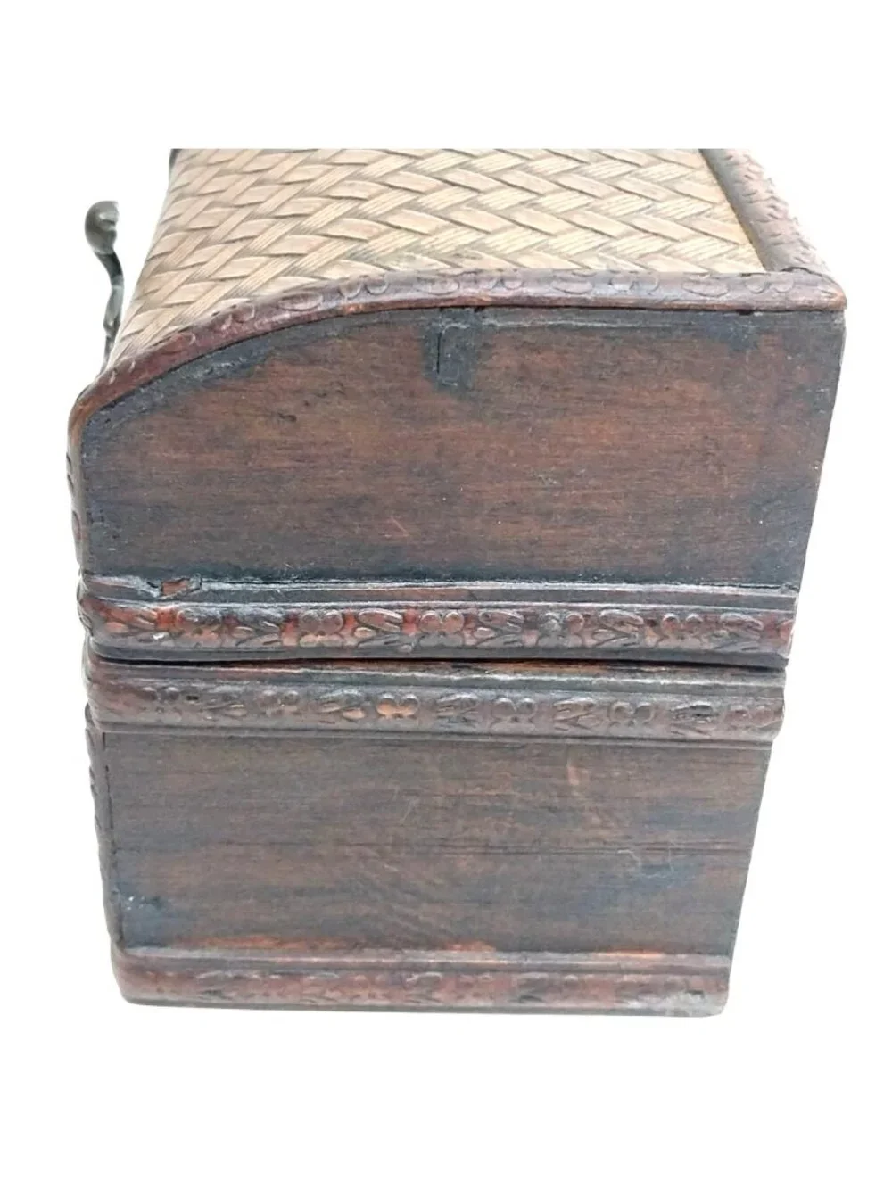 Vintage Decorative Woven Wooden Treasure Chest Storage Trinket Box Antique Style
